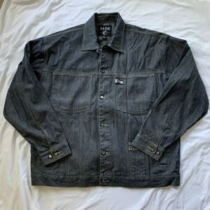 Y2K DTEK Denim Technology Jean JACKET‎ 2xl gray vintage 2000 hip hop